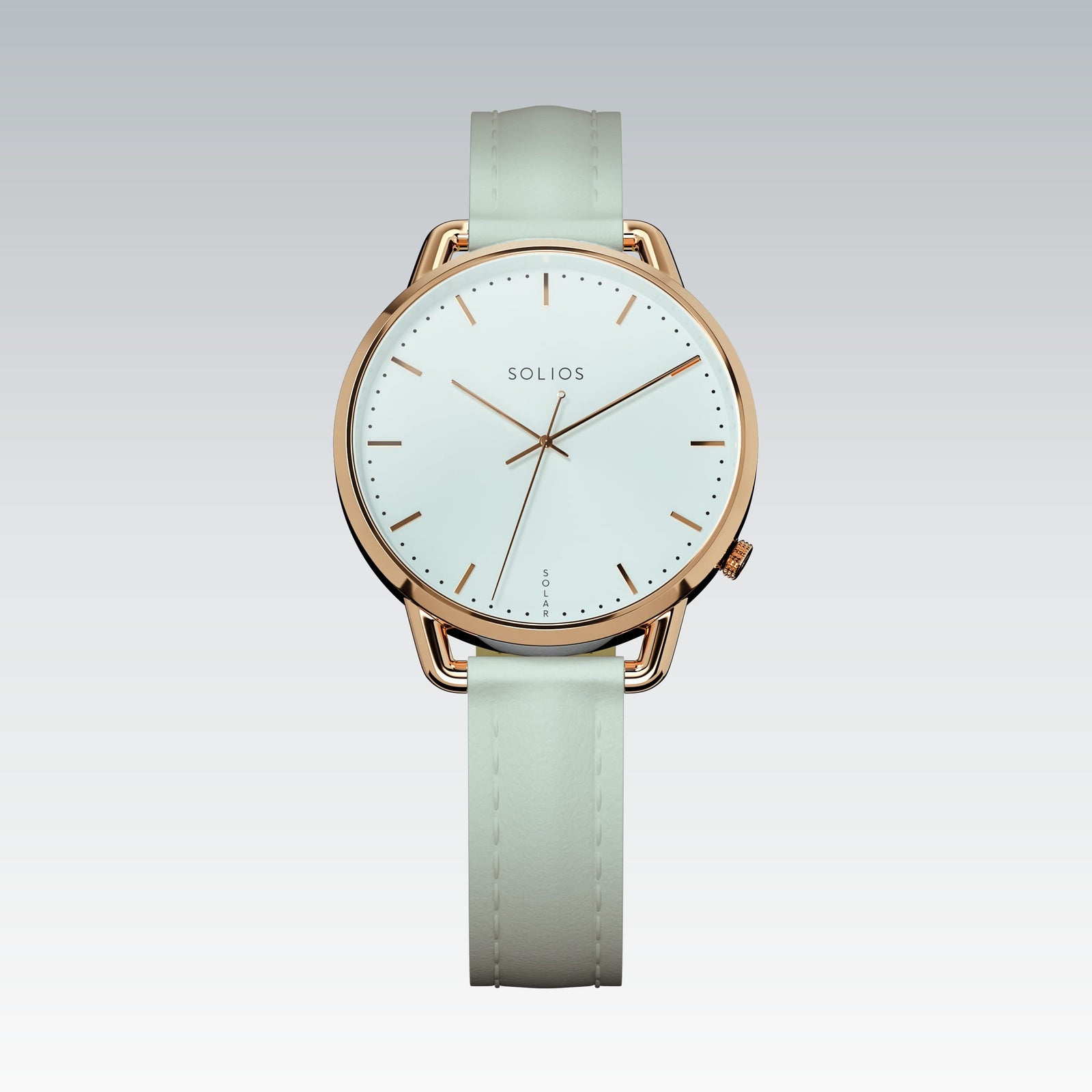 The Solar Curve Mini | White Dial - Rose Gold Case