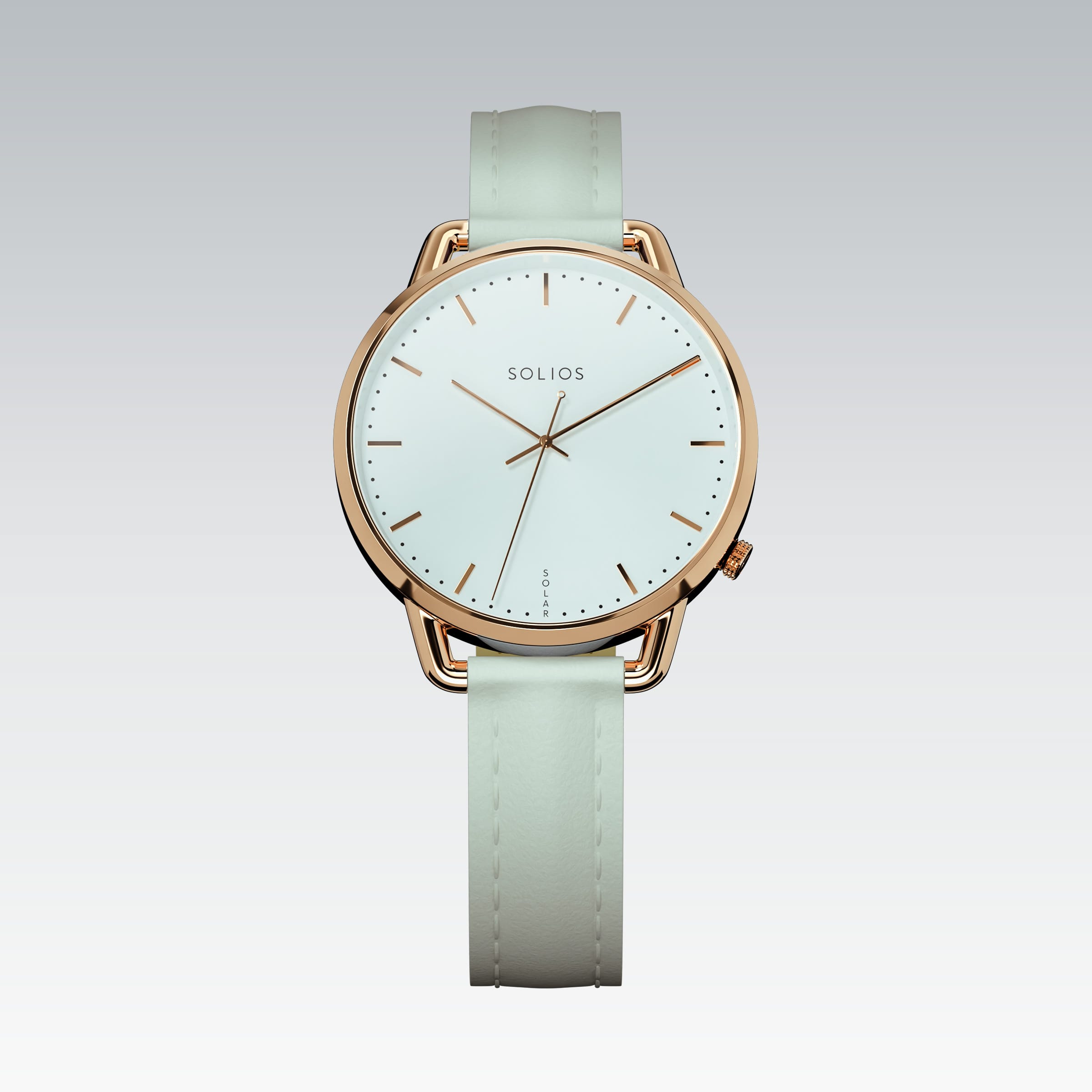 The Solar Curve Mini | White Dial - Rose Gold Case