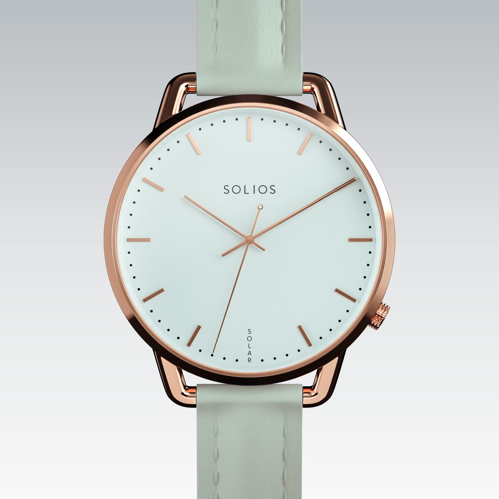 The Solar Curve Mini | White Dial - Rose Gold Case