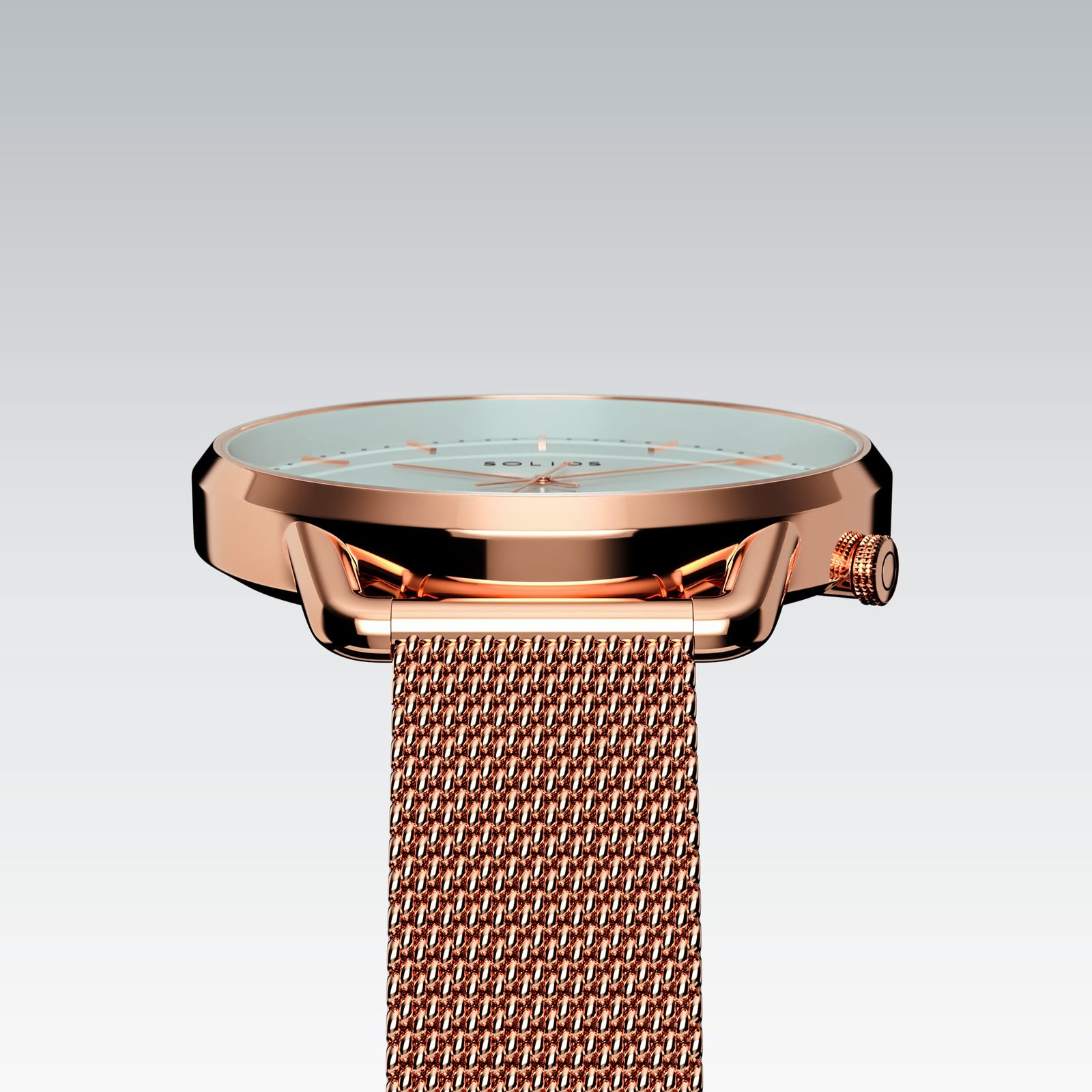 The Solar Curve Mini | White Dial - Rose Gold Case