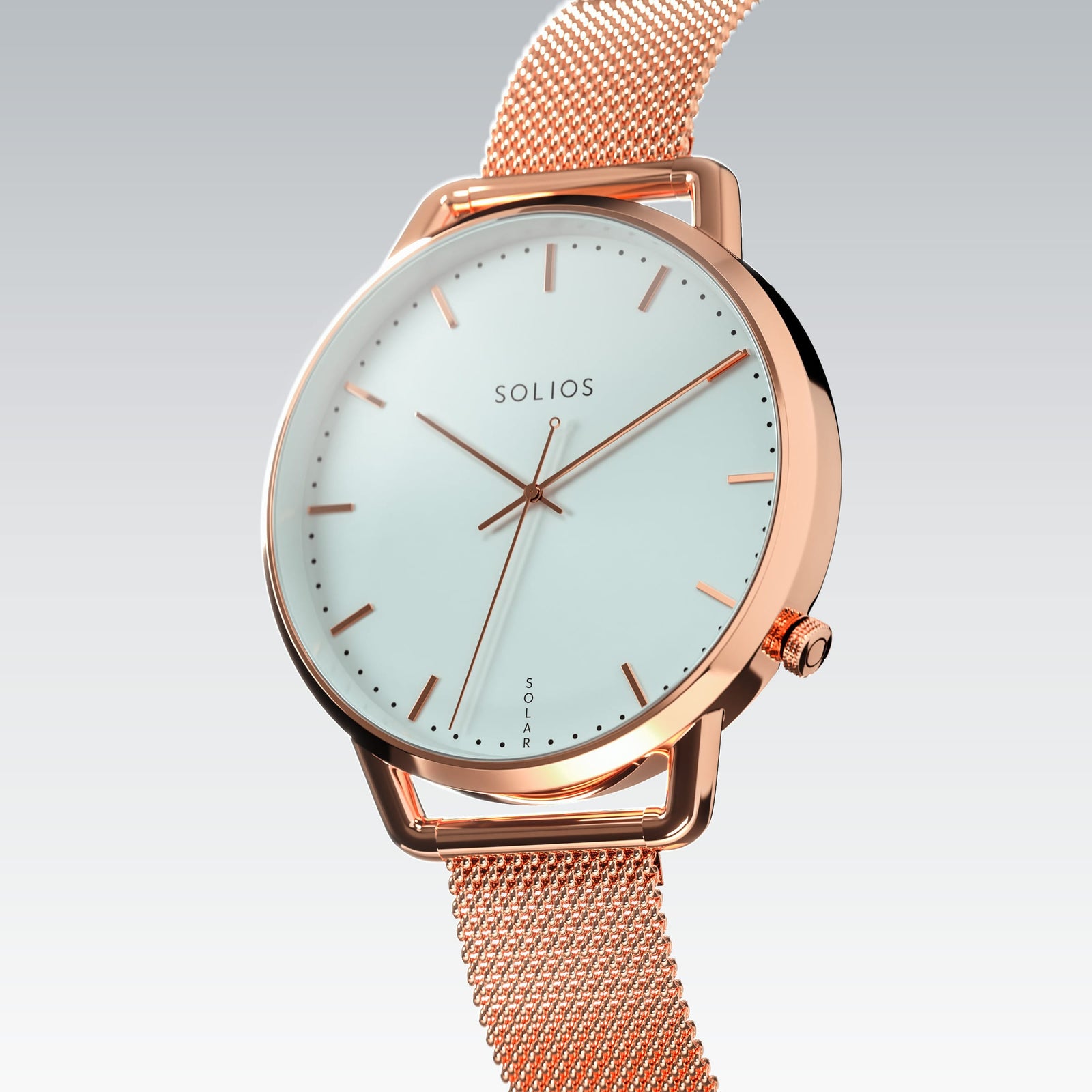 The Solar Curve Mini | White Dial - Rose Gold Case
