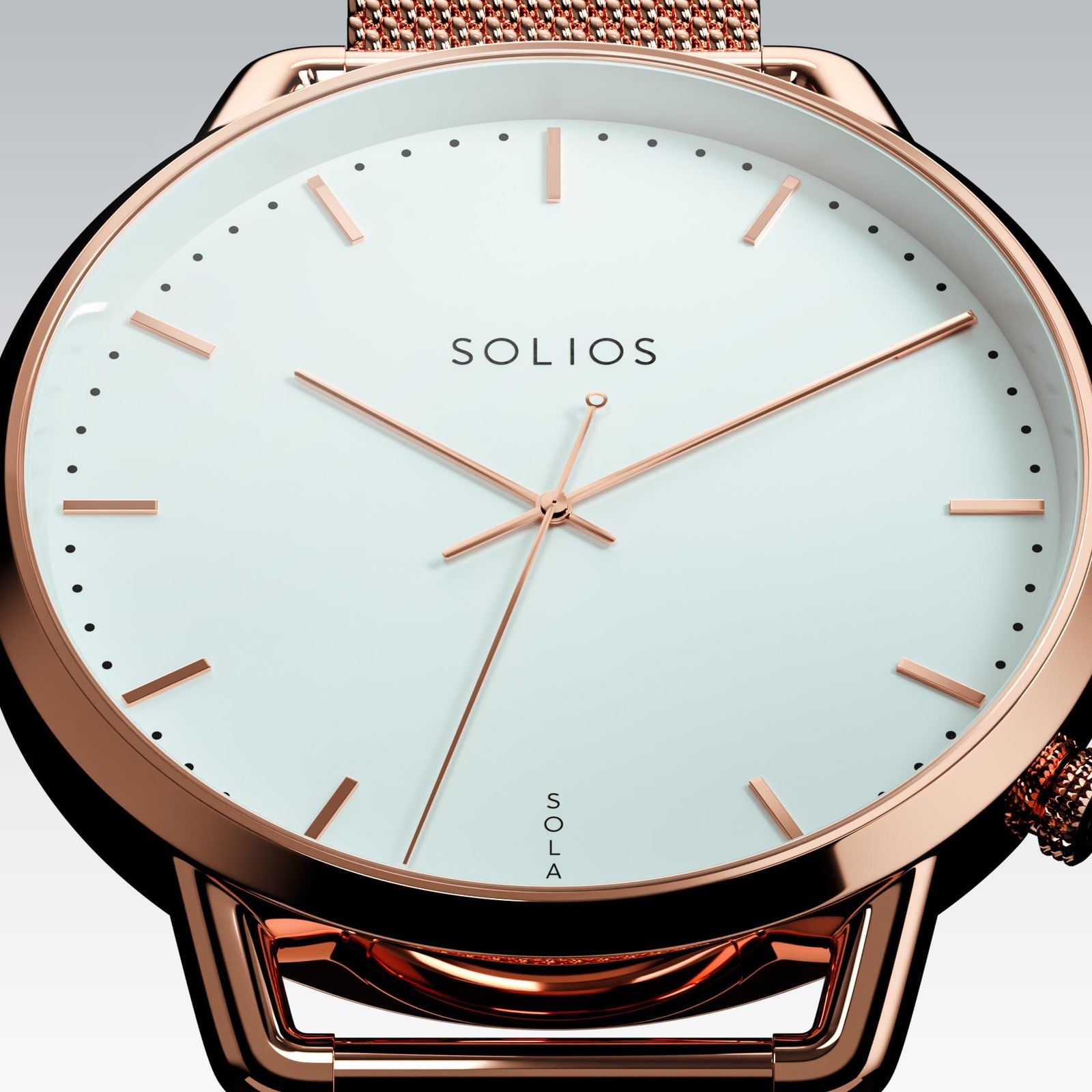 The Solar Curve Mini | White Dial - Rose Gold Case