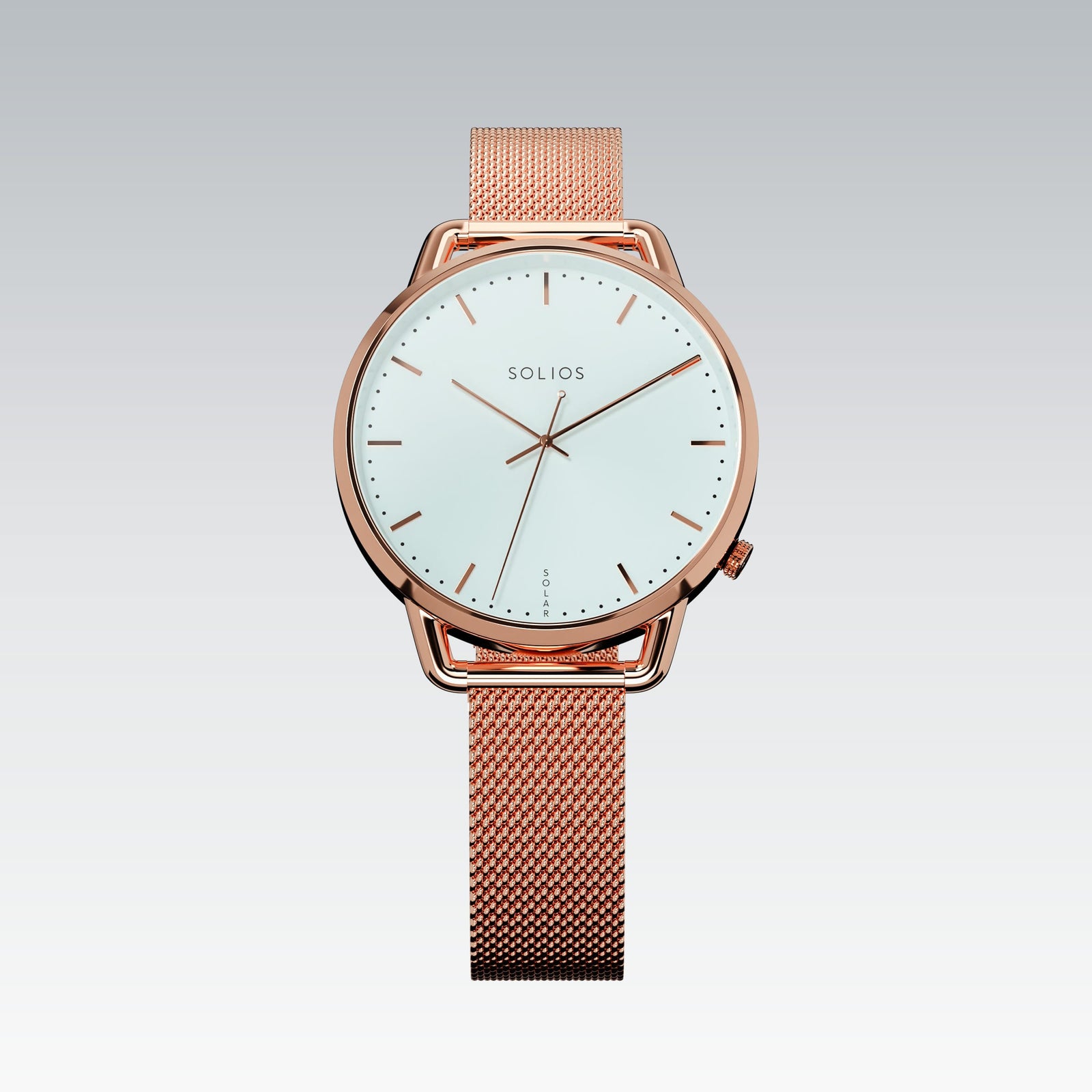 The Solar Curve Mini | White Dial - Rose Gold Case