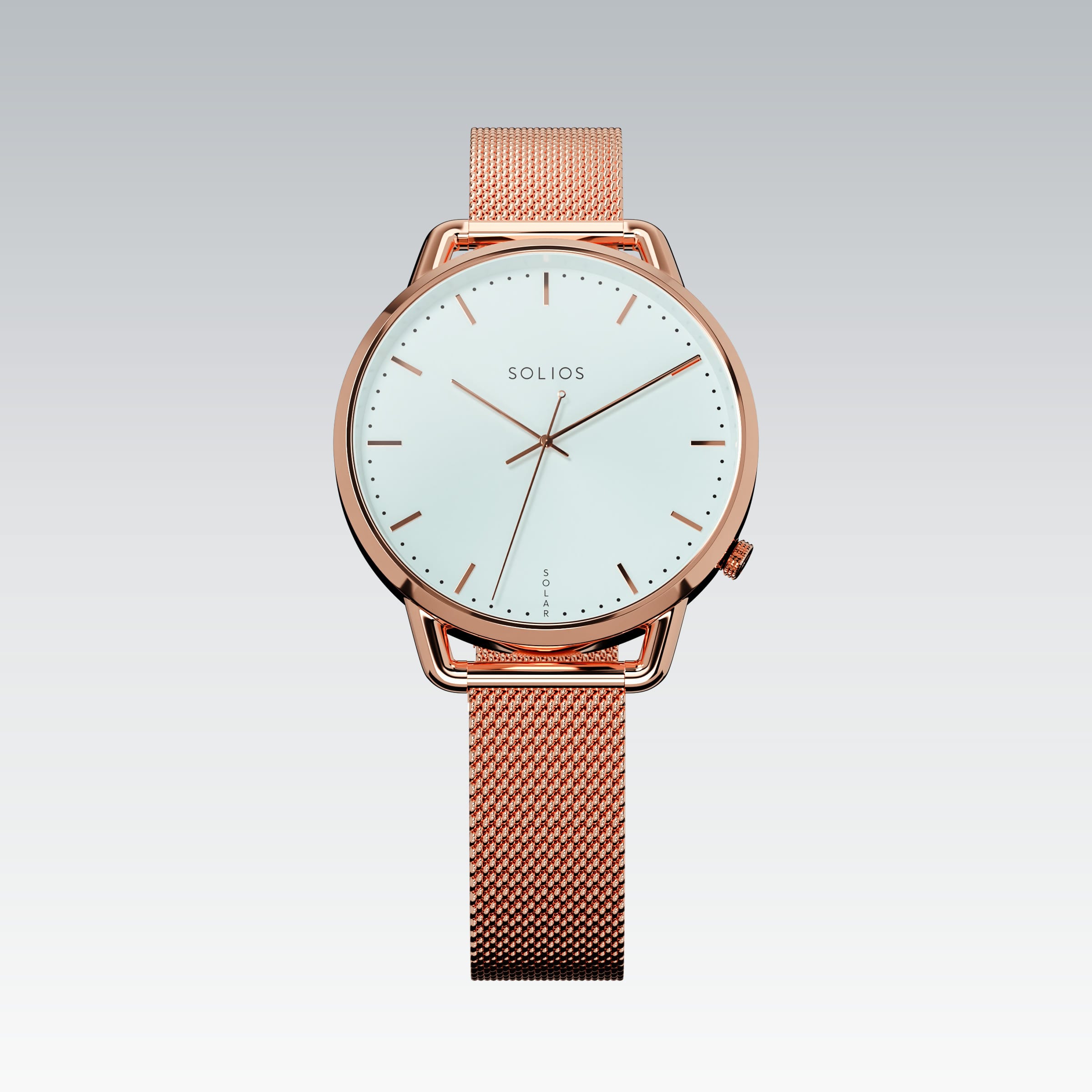 The Solar Curve Mini | White Dial - Rose Gold Case