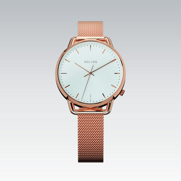 The Solar Curve Mini | White Dial - Rose Gold Case