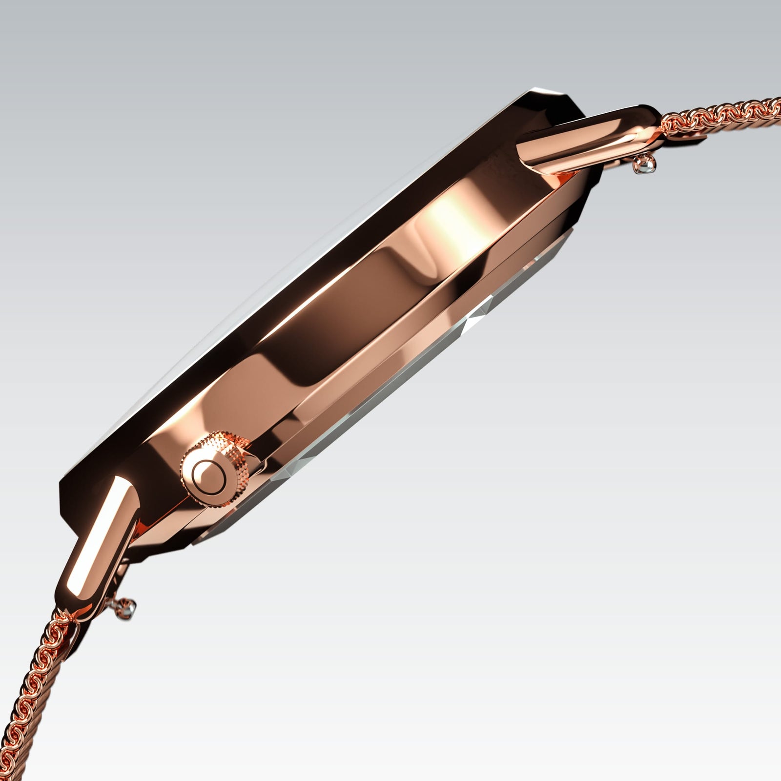 The Solar Curve Mini | White Dial - Rose Gold Case
