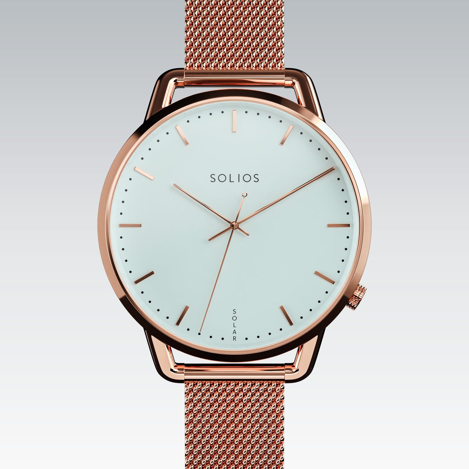 The Solar Curve Mini | White Dial - Rose Gold Case