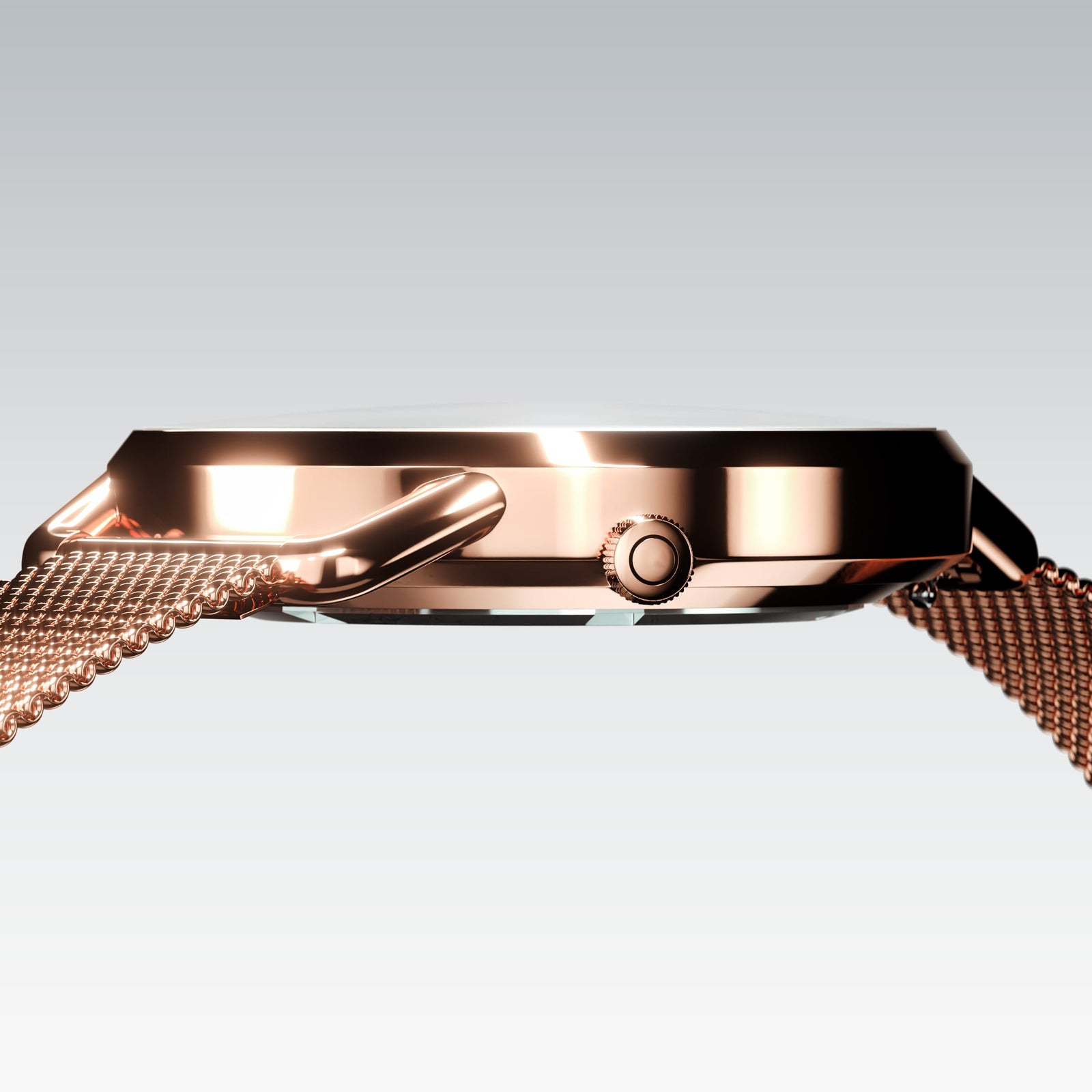 The Solar Curve Mini | White Dial - Rose Gold Case