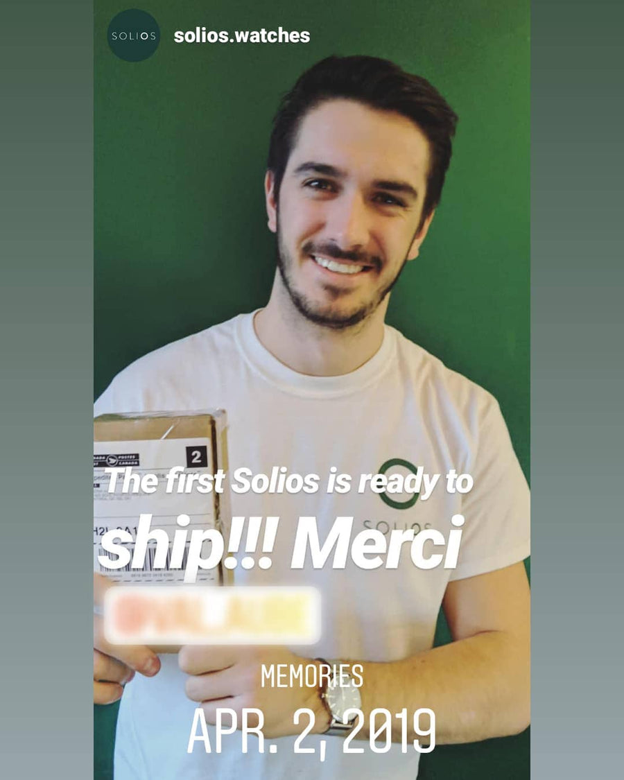 2019 phone story: a Solios founder announcing the first watch is ready to ship