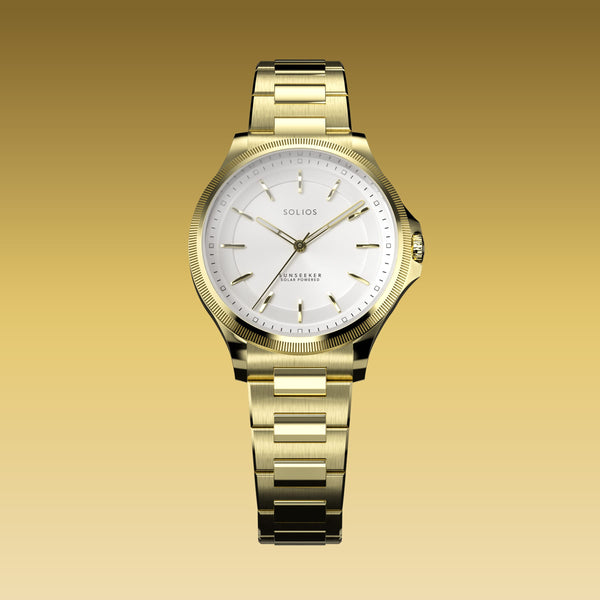 The Sunseeker | White Dial - Gold Case - 34mm
