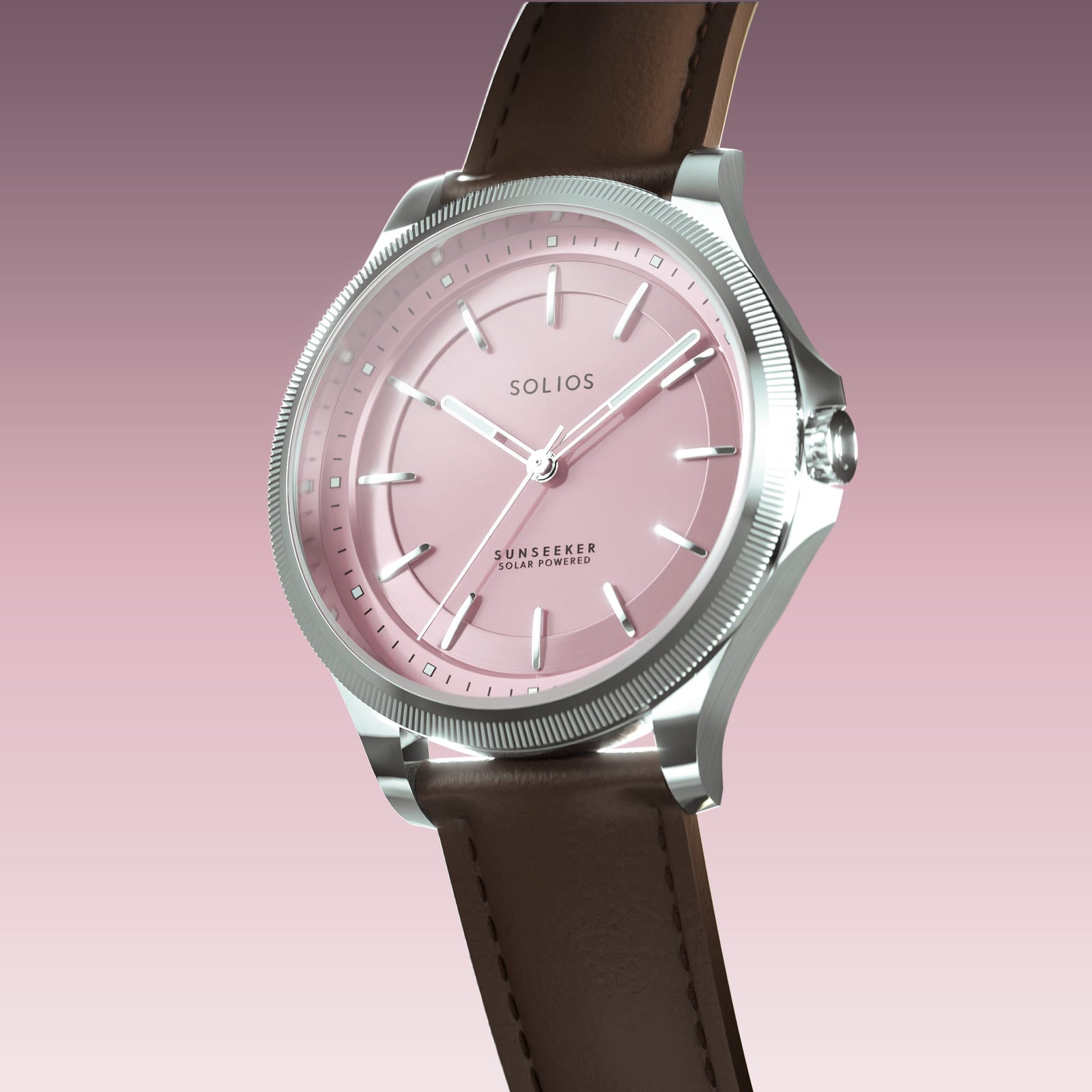 The Sunseeker | Pink Dial - Silver Case - 34mm