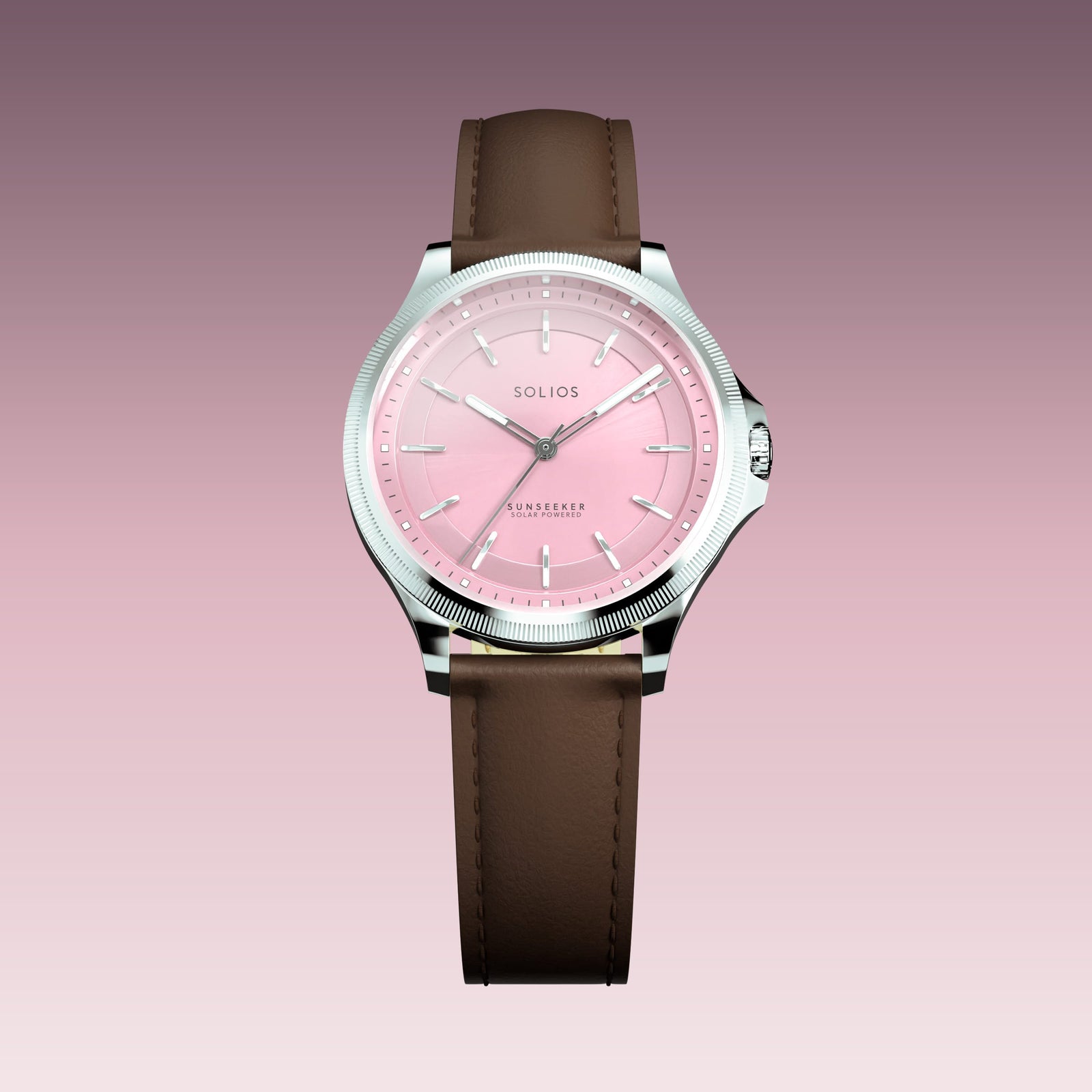 The Sunseeker | Pink Dial - Silver Case - 34mm