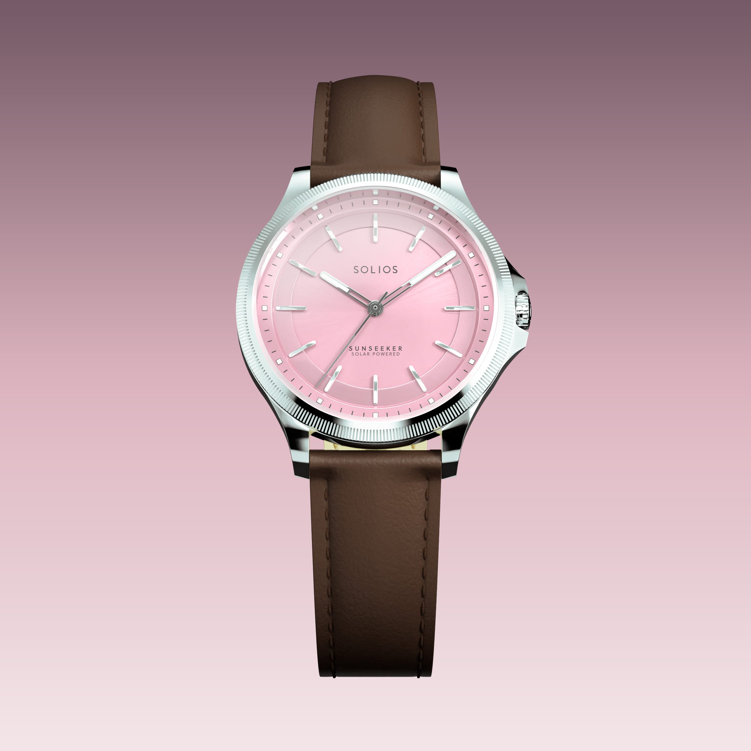 The Sunseeker | Pink Dial - Silver Case - 34mm