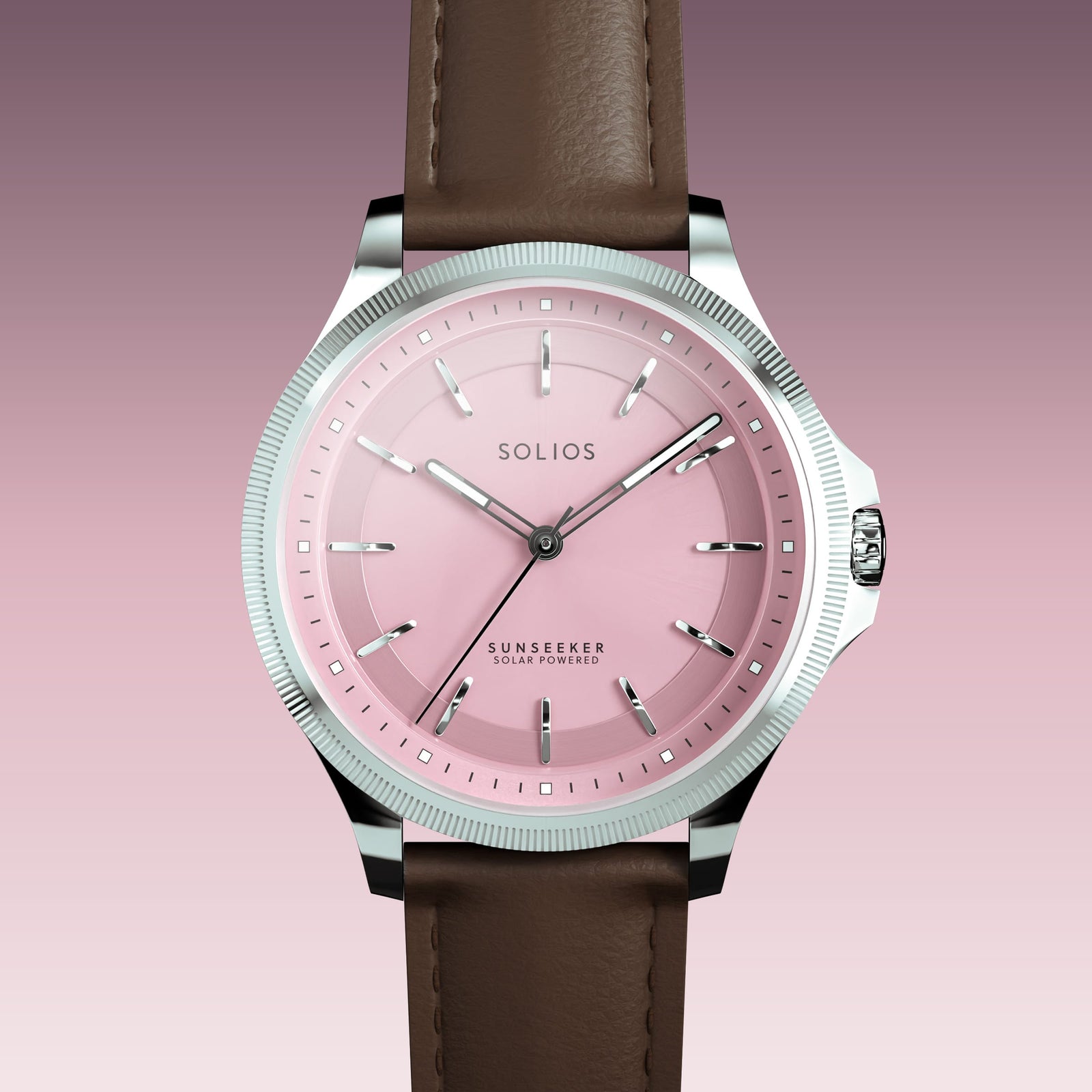 The Sunseeker | Pink Dial - Silver Case - 34mm