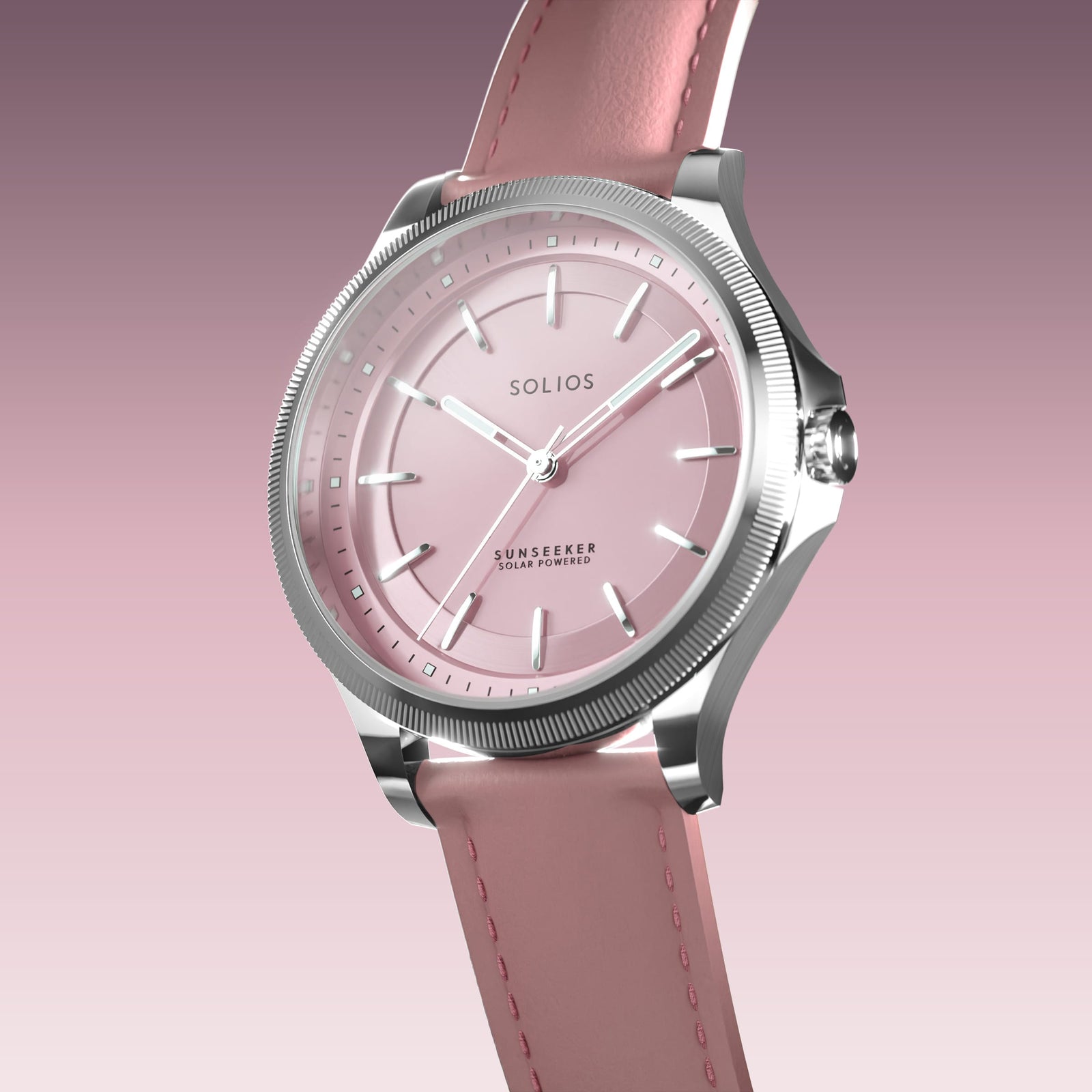 The Sunseeker | Pink Dial - Silver Case - 34mm