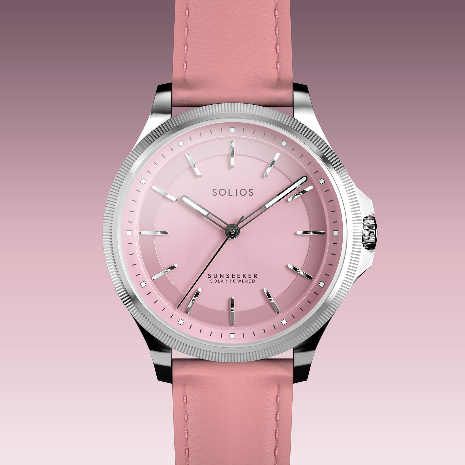 The Sunseeker | Pink Dial - Silver Case - 34mm