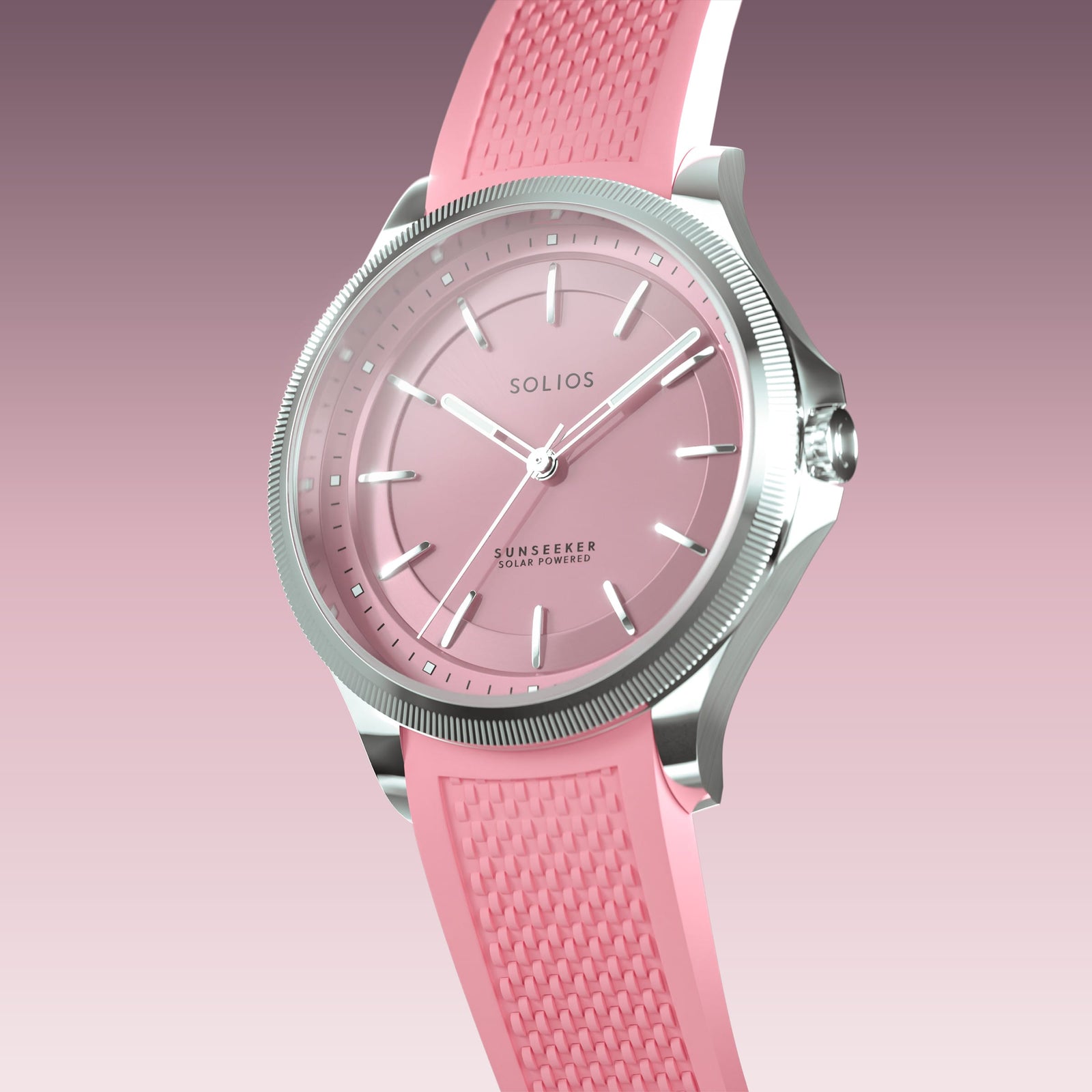 The Sunseeker | Pink Dial - Silver Case - 34mm