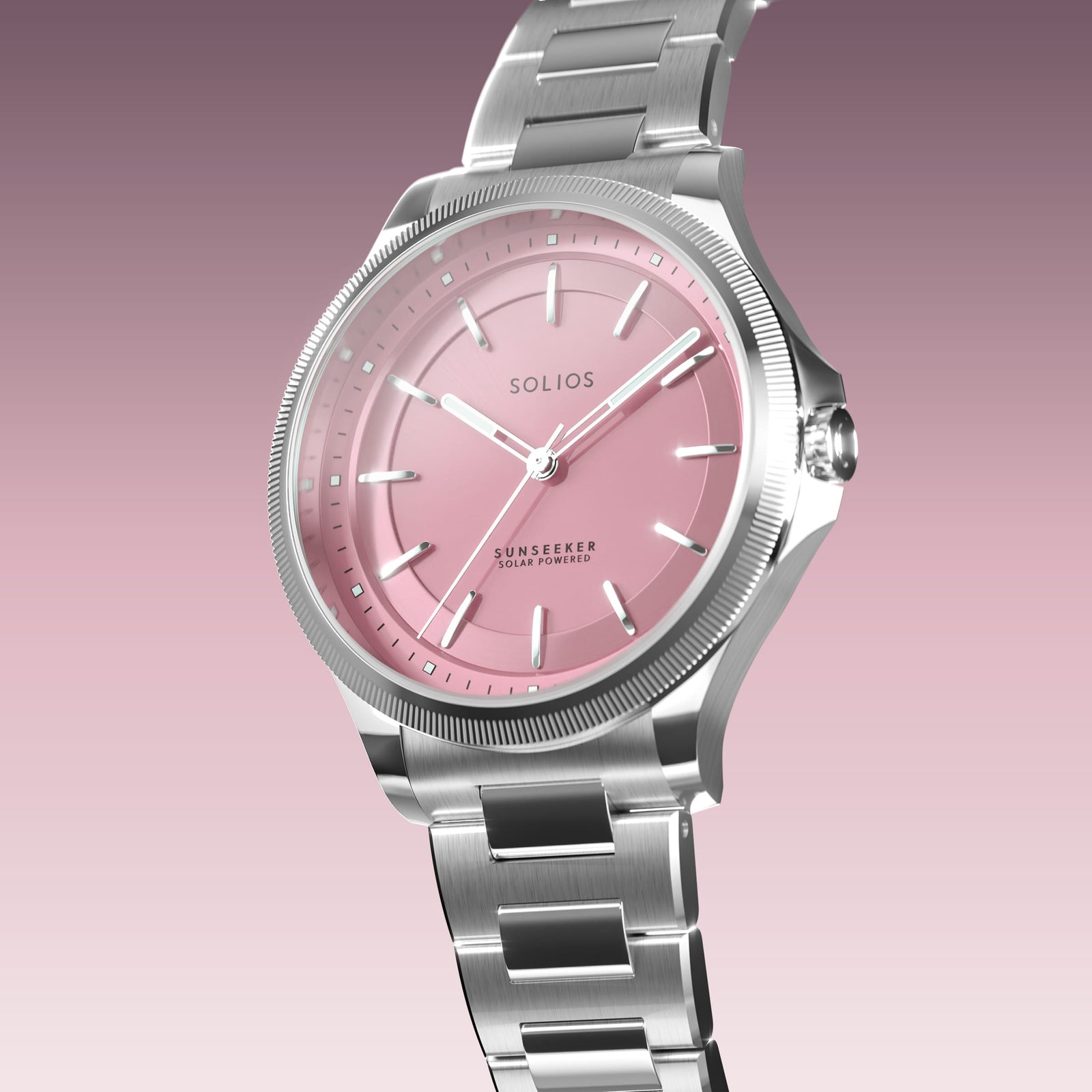 The Sunseeker | Pink Dial - Silver Case - 34mm