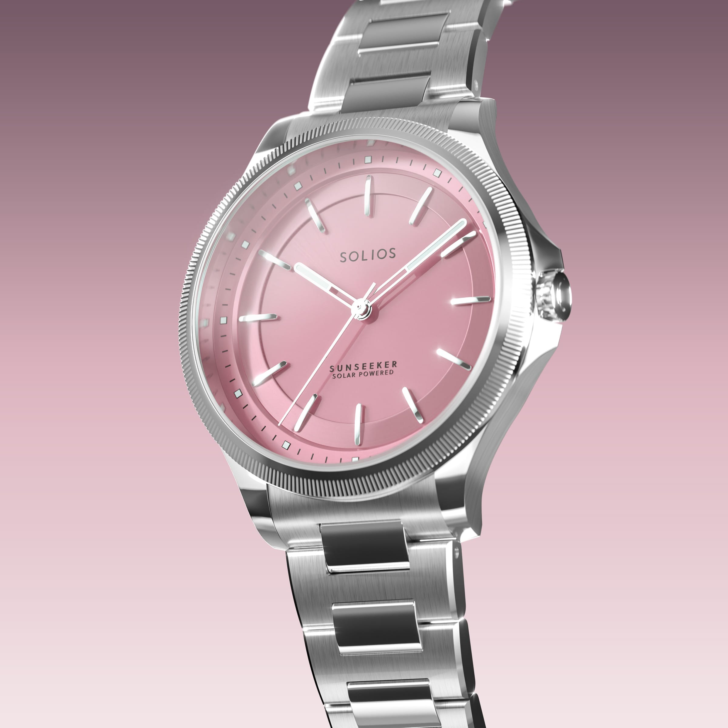 The Sunseeker | Pink Dial - Silver Case - 34mm