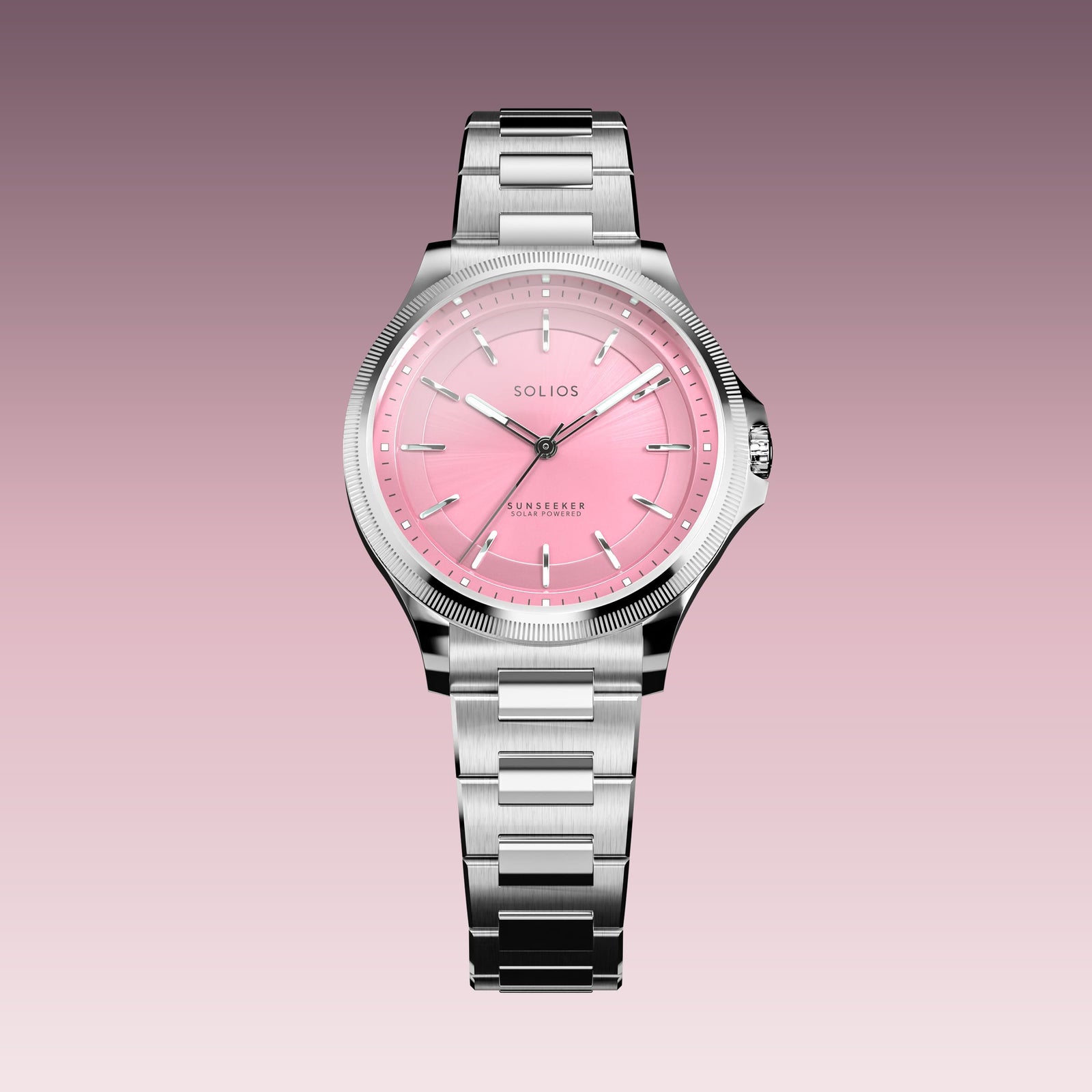The Sunseeker | Pink Dial - Silver Case - 34mm