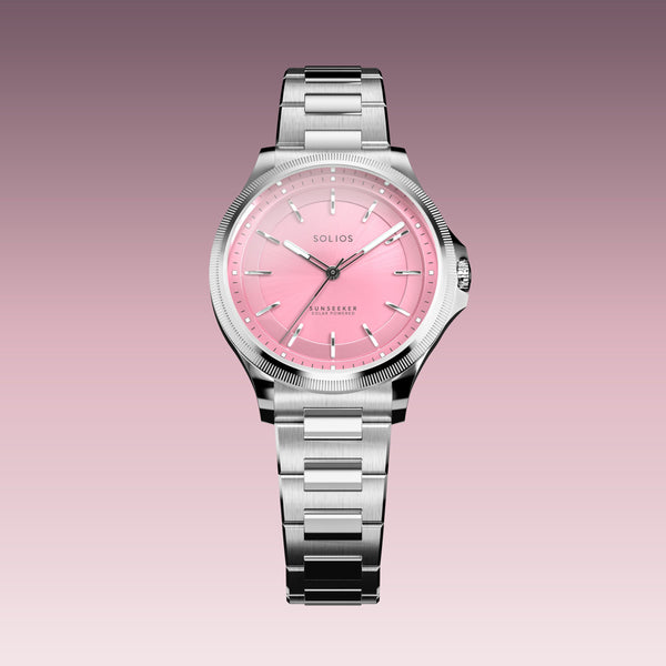 The Sunseeker | Pink Dial - Silver Case - 34mm