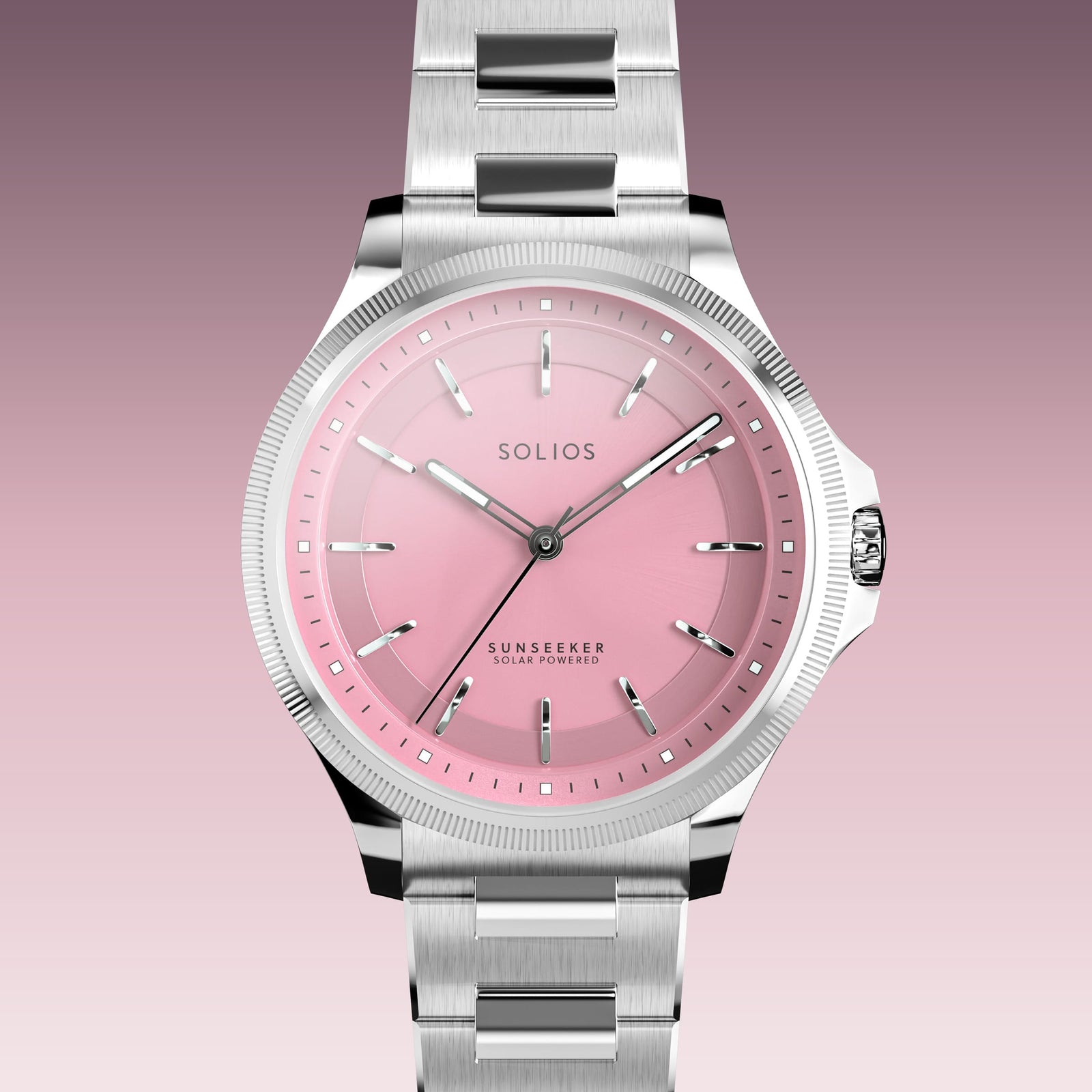 The Sunseeker | Pink Dial - Silver Case - 34mm