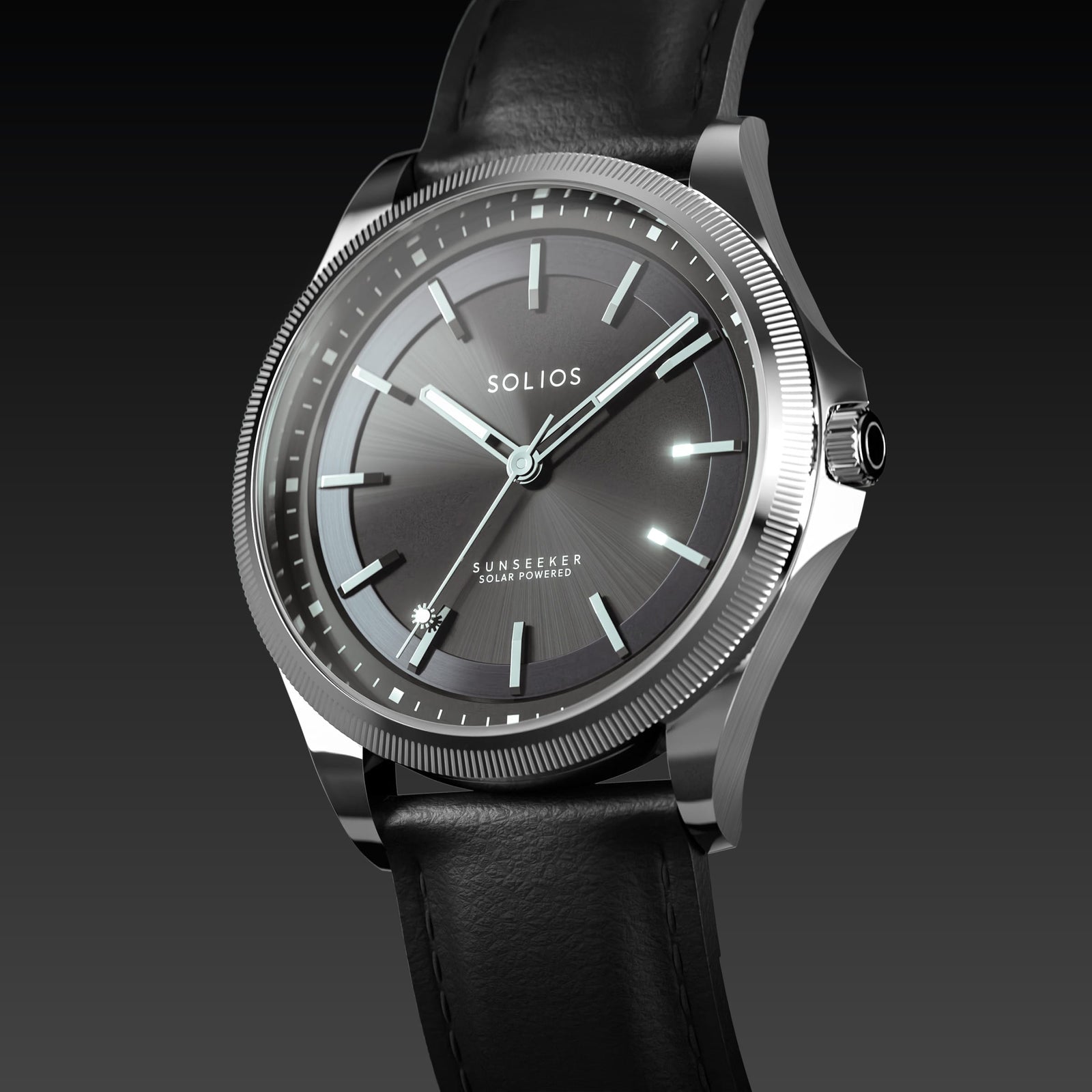 The Sunseeker | Black Dial - Silver Case - 40mm