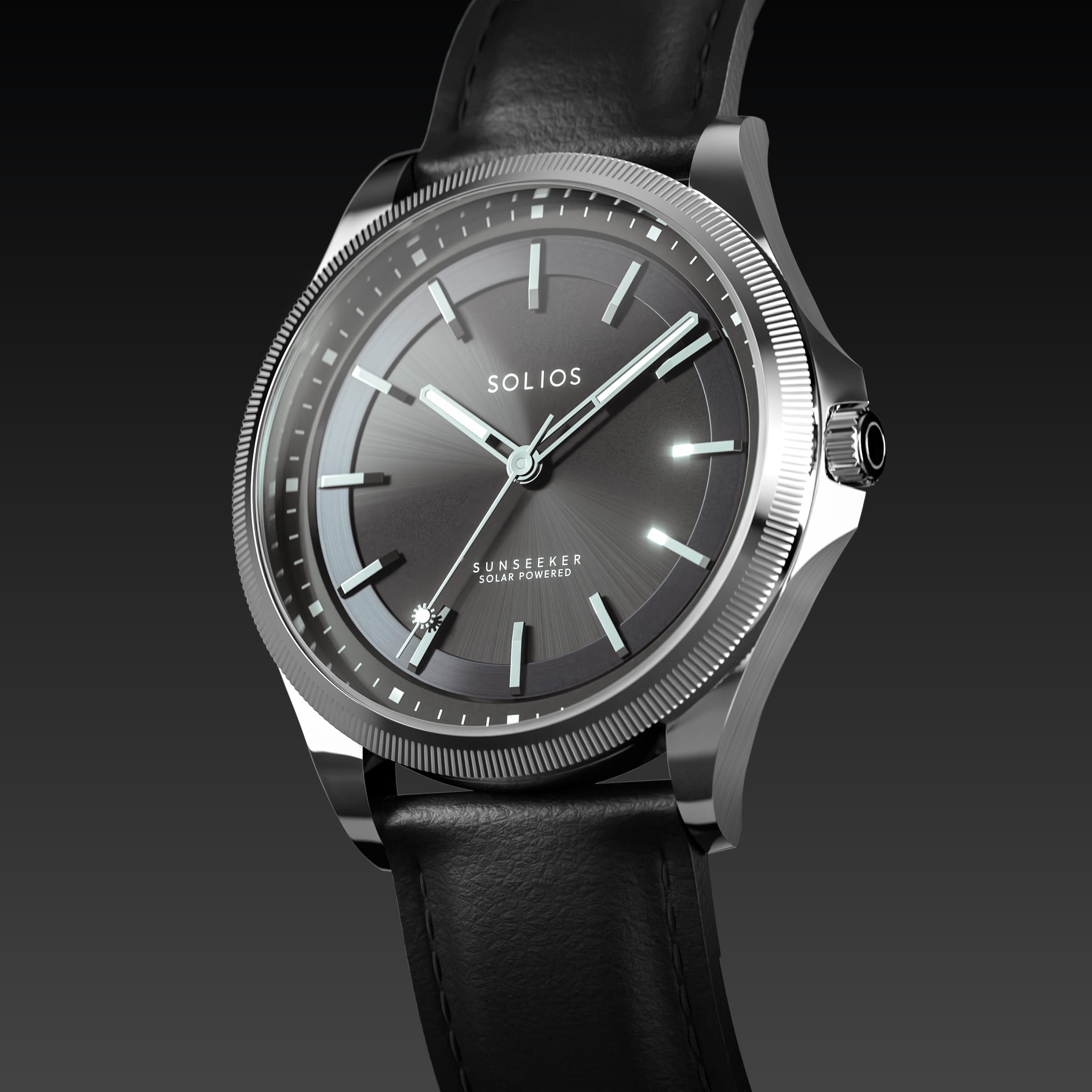 The Sunseeker | Black Dial - Silver Case - 40mm