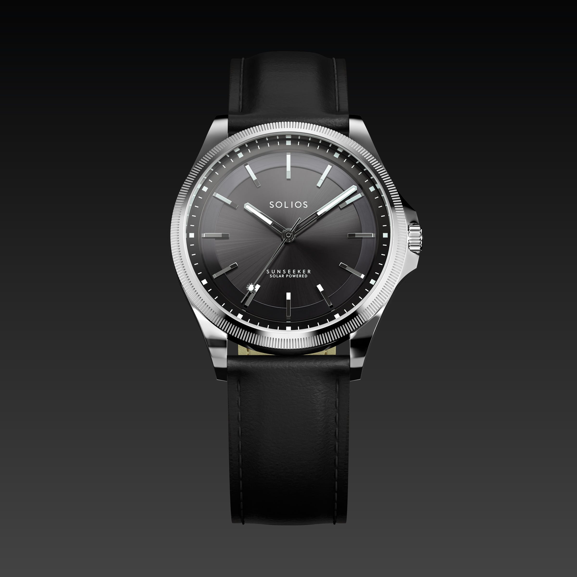 The Sunseeker | Black Dial - Silver Case - 40mm