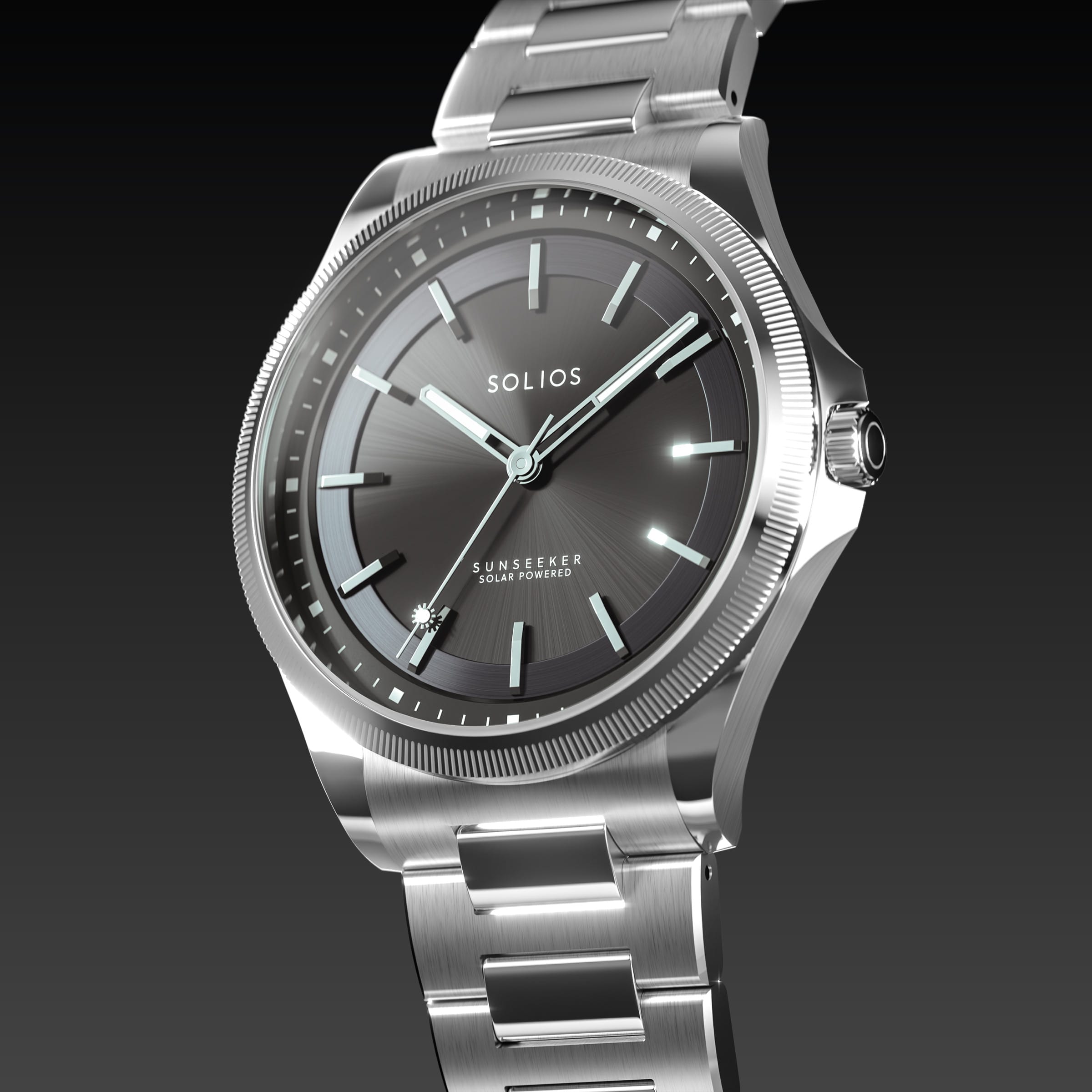 The Sunseeker | Black Dial - Silver Case - 40mm