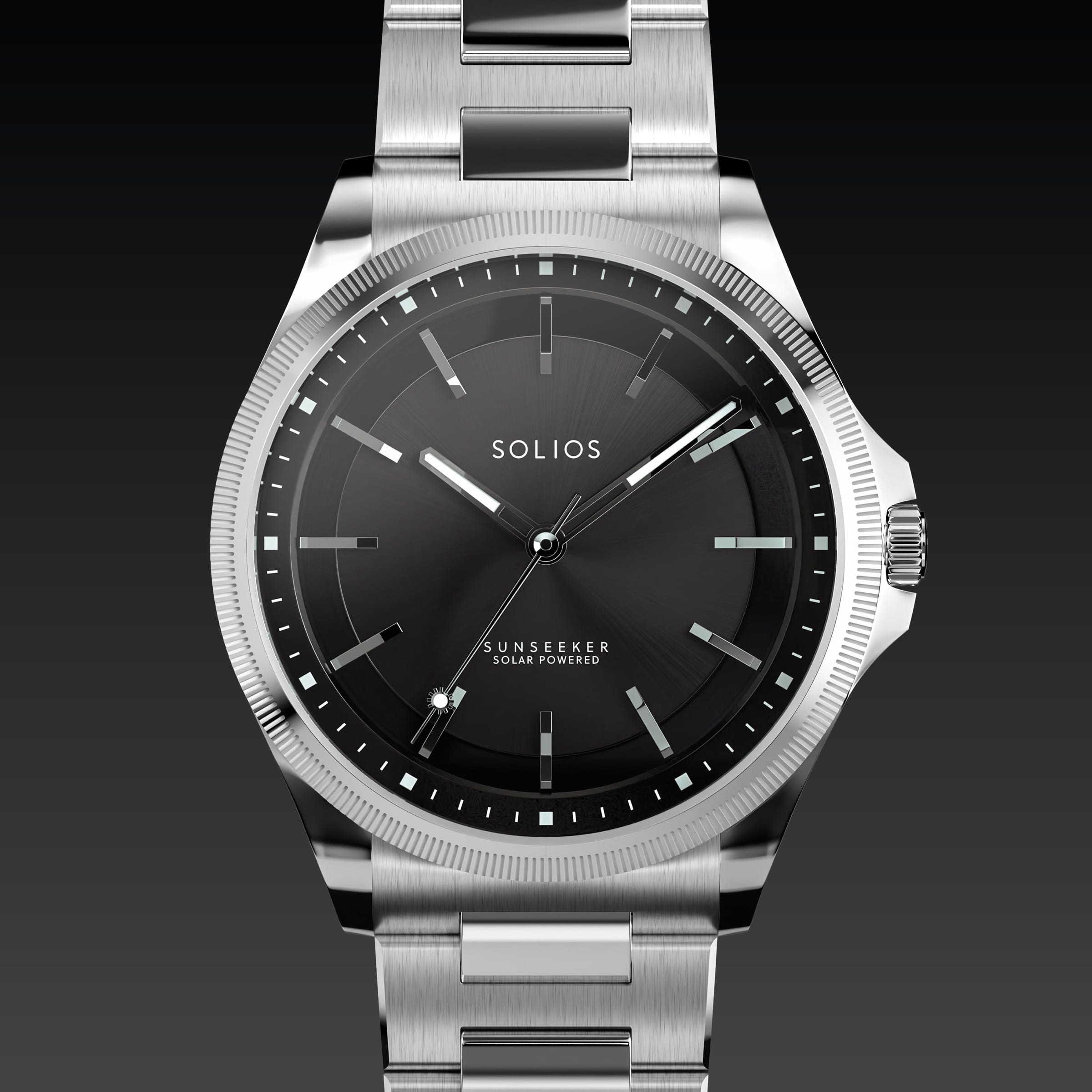 The Sunseeker | Black Dial - Silver Case - 40mm
