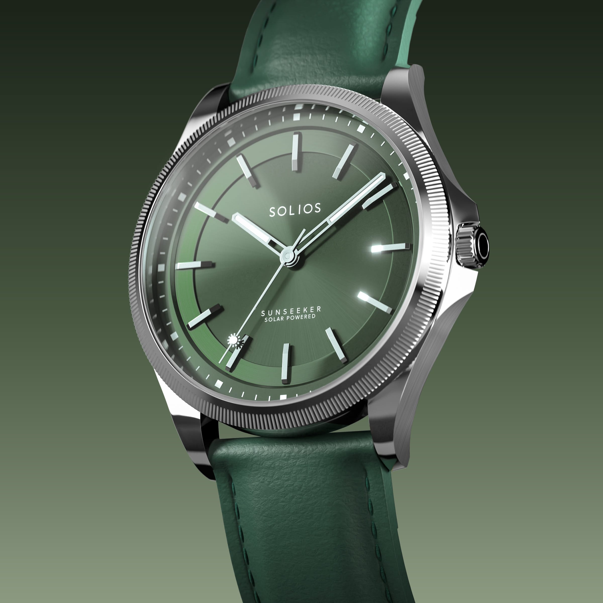 The Sunseeker | Green Dial - Silver Case - 40mm