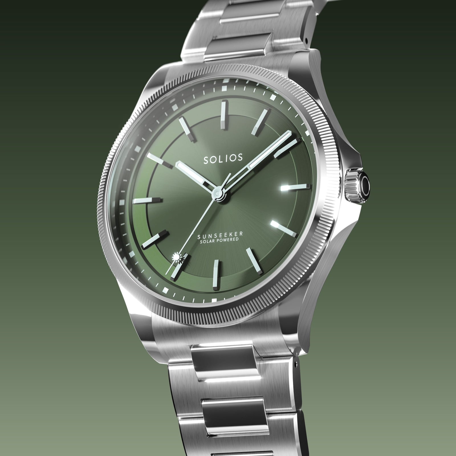The Sunseeker | Green Dial - Silver Case - 40mm