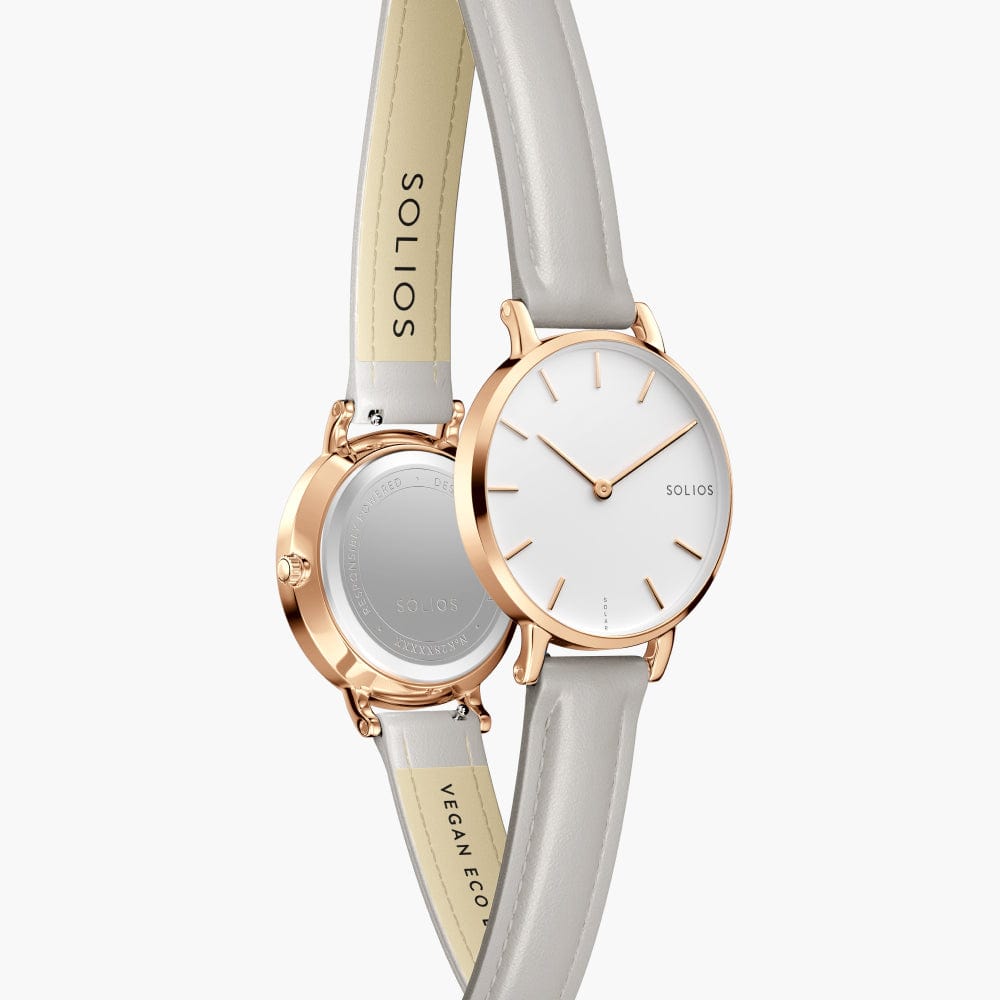 The Solar Mini | White Dial - Rose Gold Case