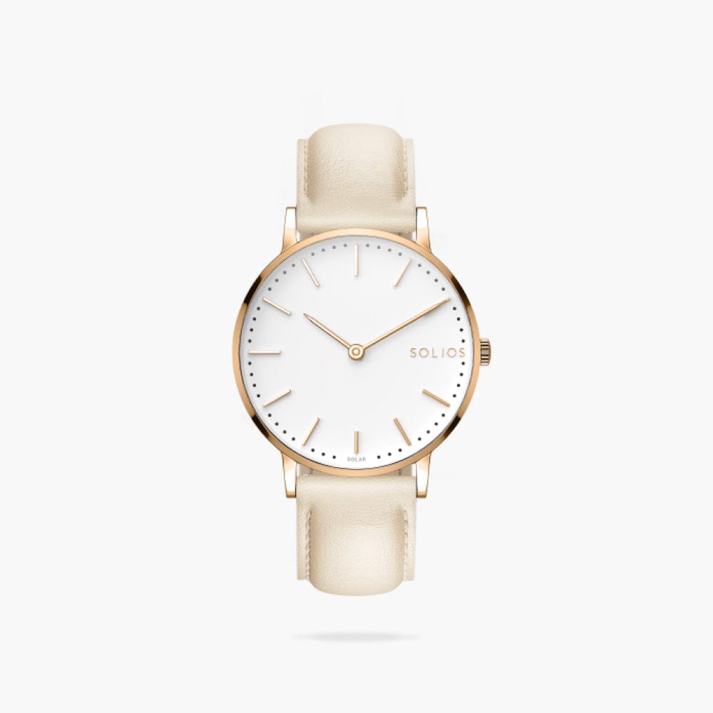 The Solar Classic | White Dial - Rose Gold Case