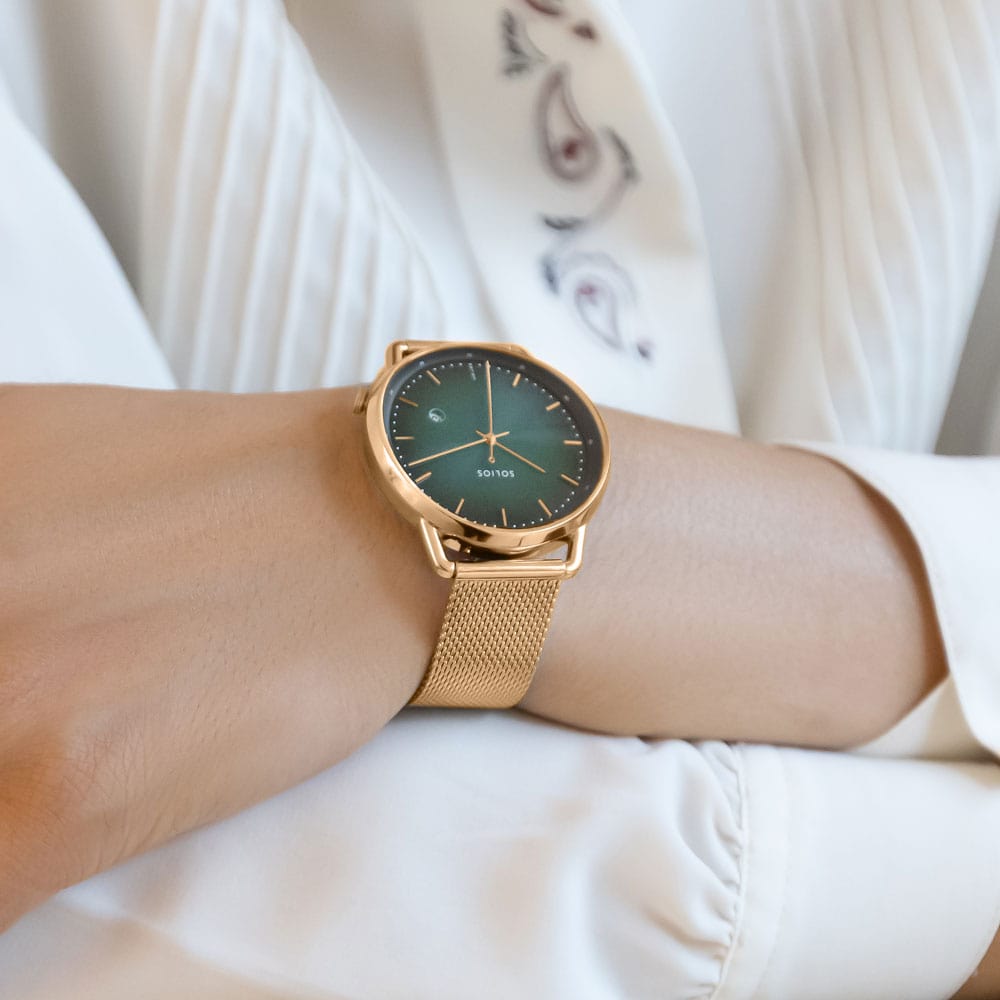 The Solar Curve | Green Dial - Rose Gold Case