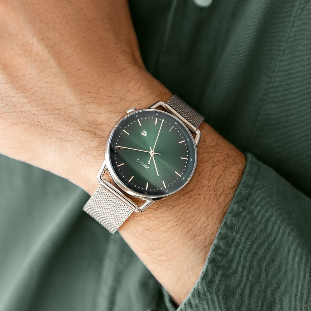The Solar Curve | Green Dial - Silver Case