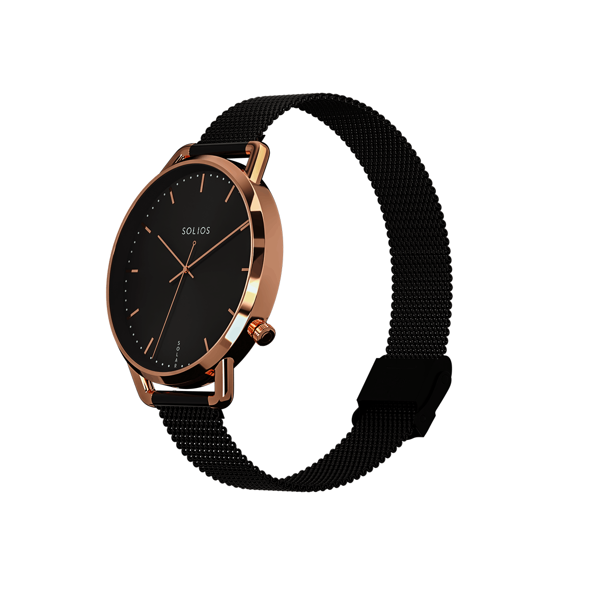 The Solar Curve Mini | Black Dial - Rose Gold Case