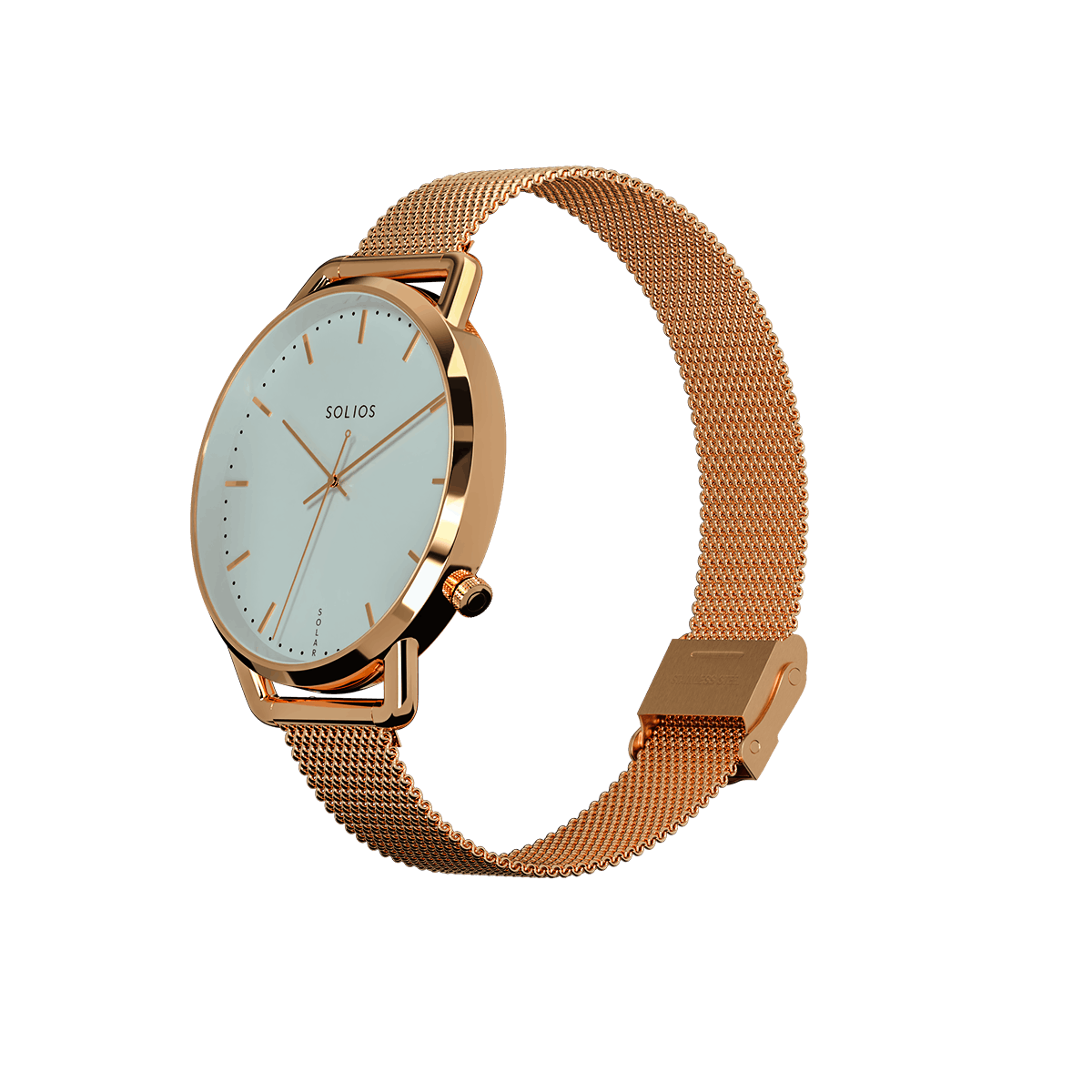 The Solar Curve Mini | White Dial - Rose Gold Case